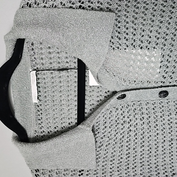 Zara Light Green Open Knit Button Front Boho Cardigan Sweater Top NWT Large - Picture 5 of 12